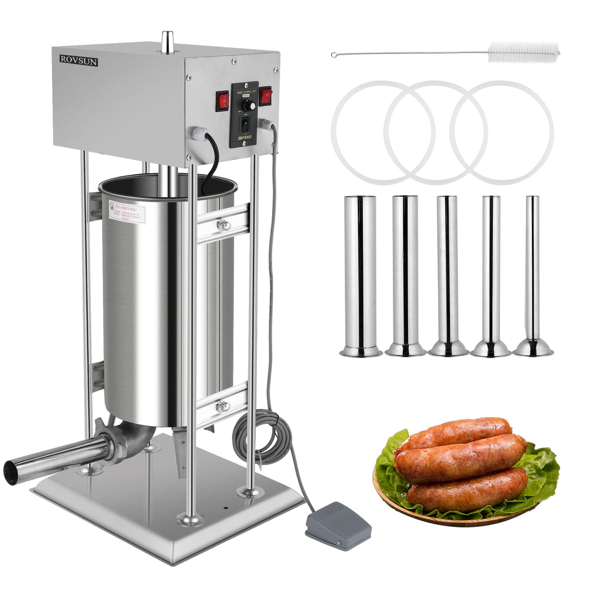 10L Electric Stainless Steel Sausage Stuffer with 5 Stuffing Tubes F407361