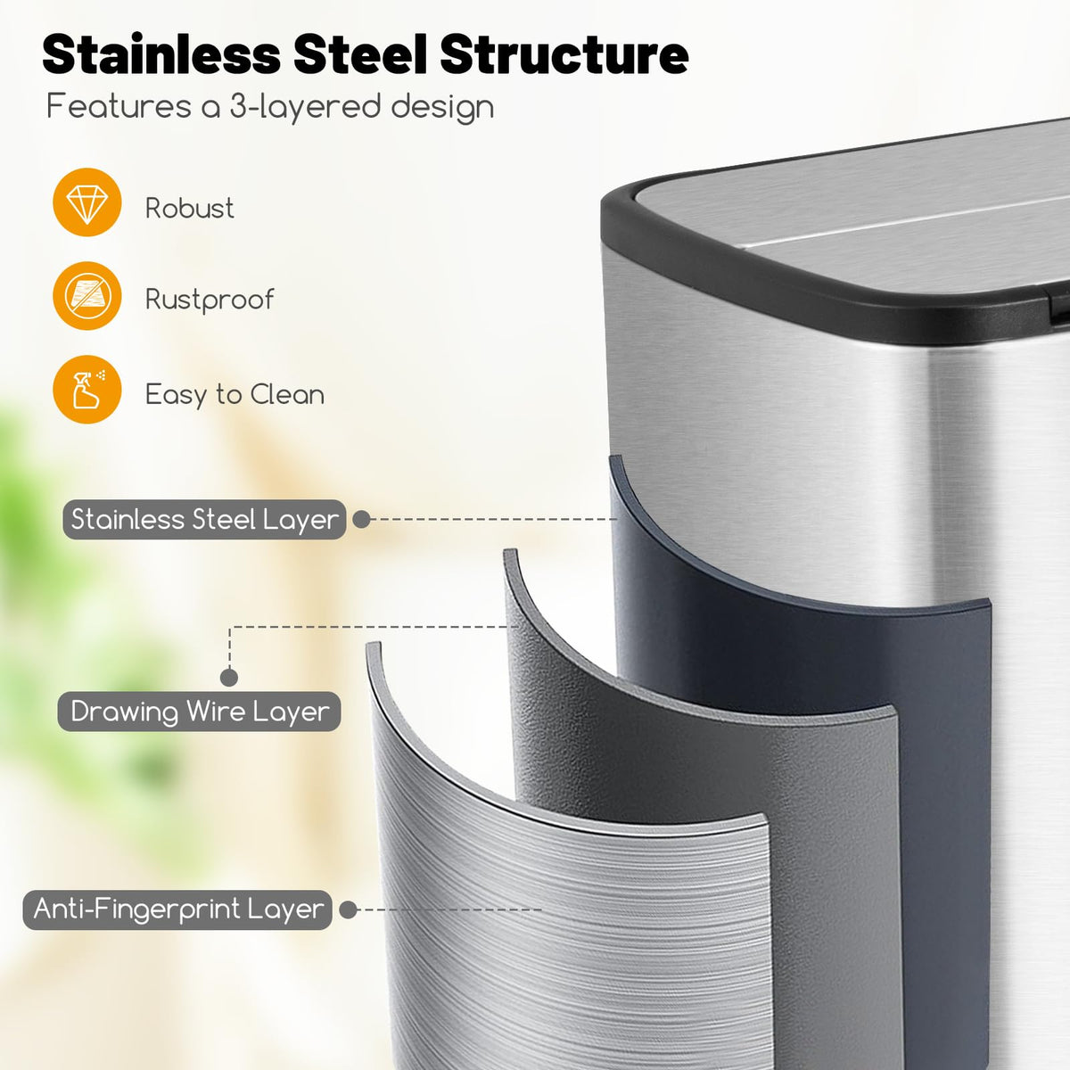 12 Gallon Stainless Steel Kitchen Trash Can K58545
