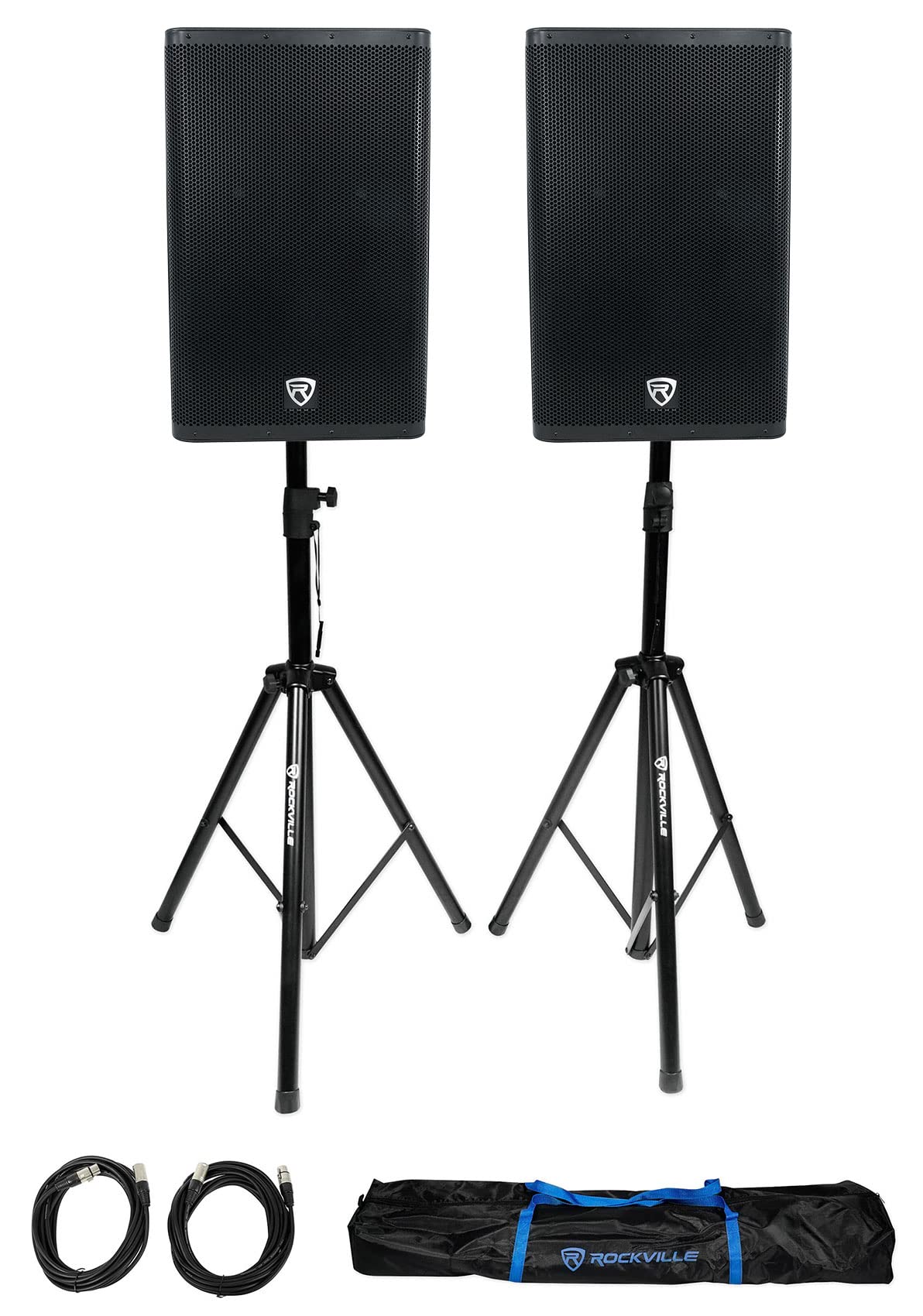 15" Powered Active DJ PA Speaker Pair with Stands X19194