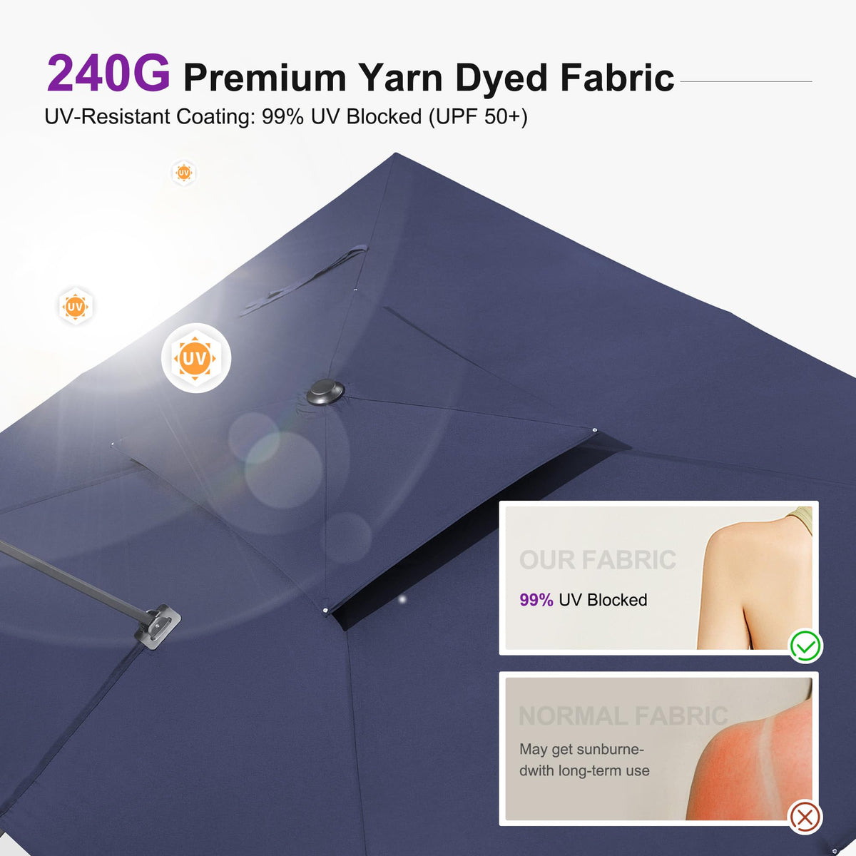 10FT Double Top Navy Blue Cantilever Umbrella C24157