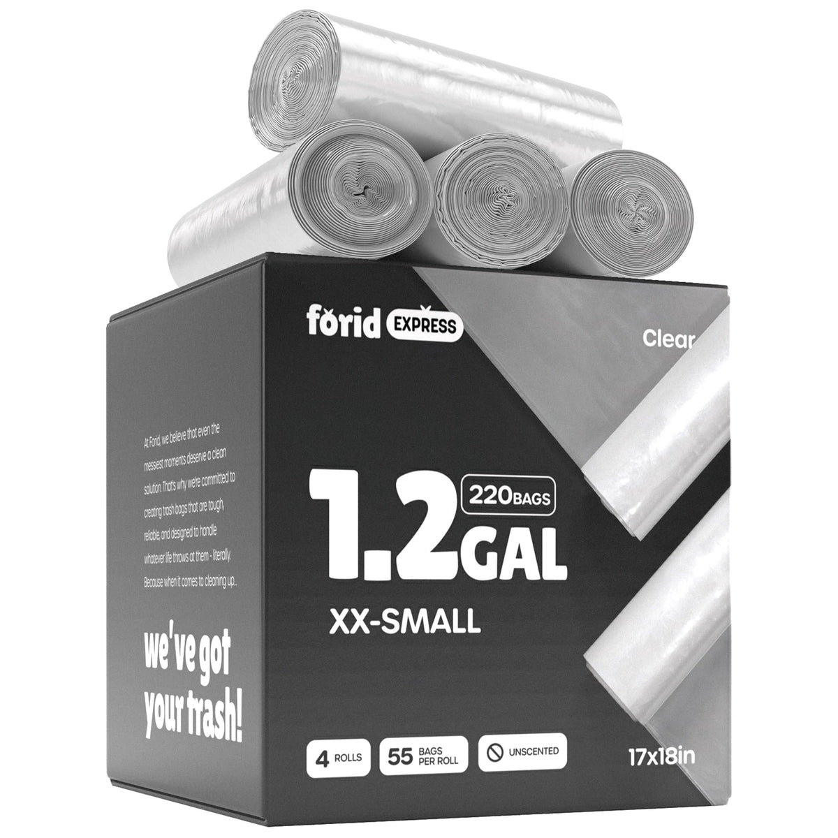 1.2 Gallon 220 Count Plastic Trash Bags Q945