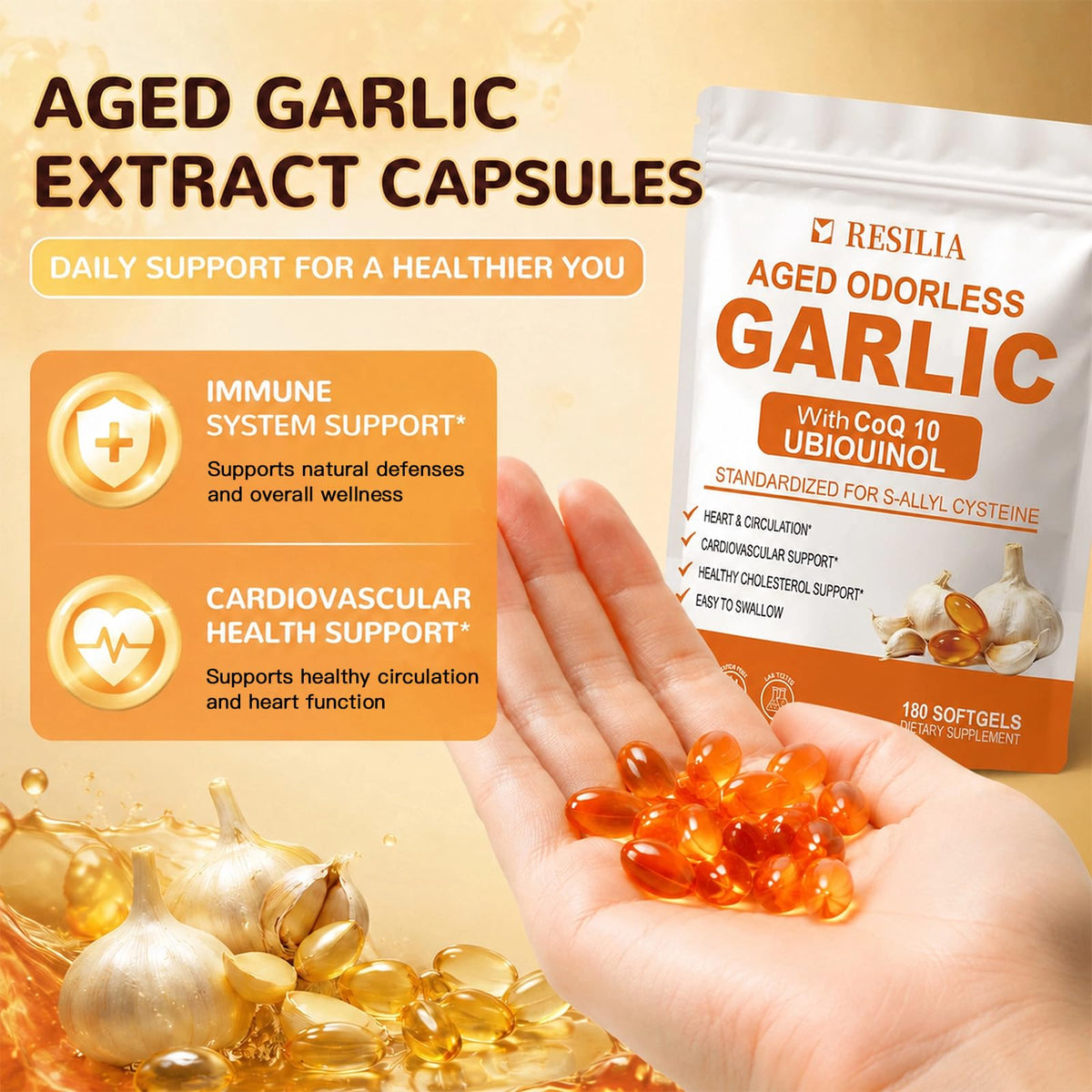 1200mg Odorless Aged Garlic Extract Softgels with CoQ10 Z669