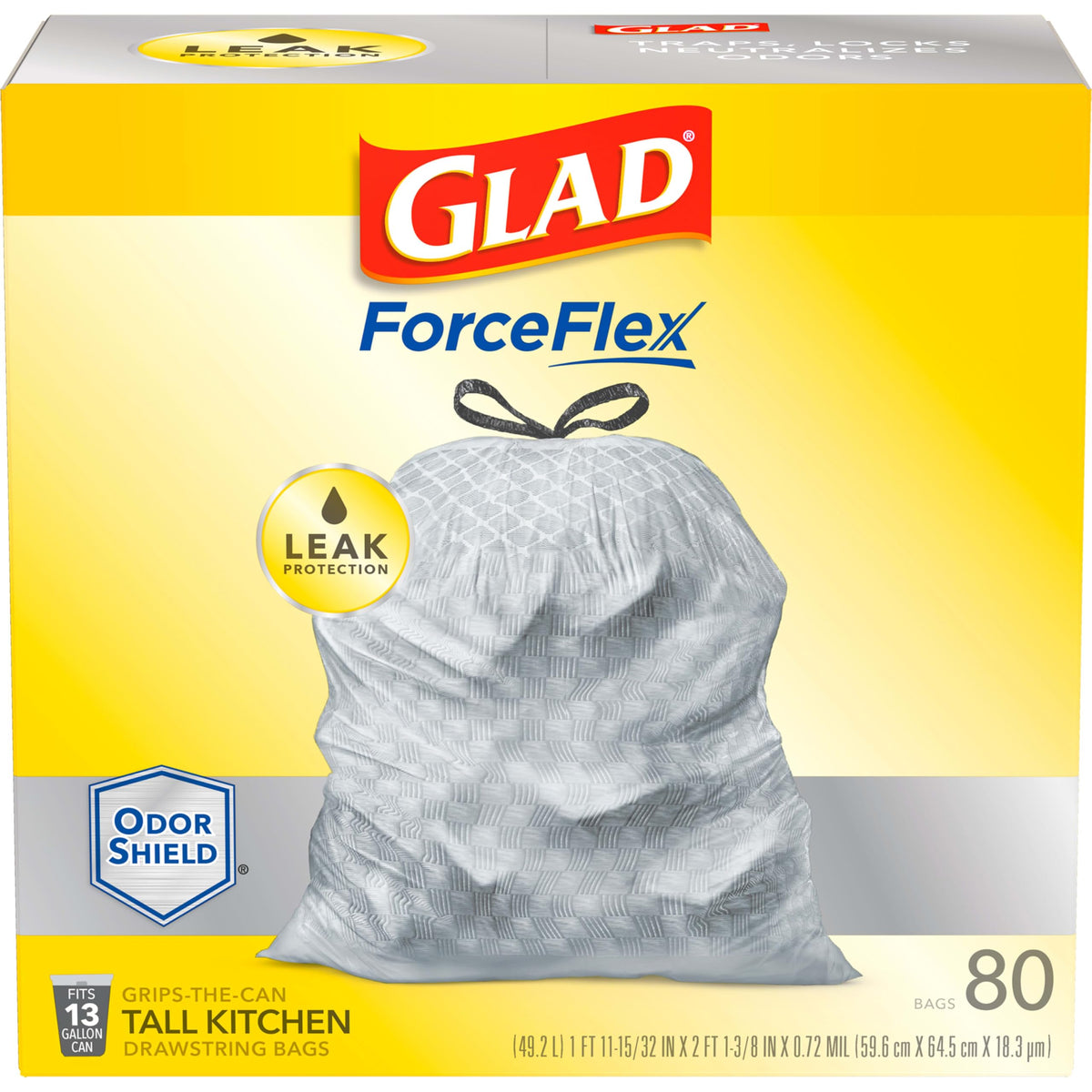 13 Gallon Unscented Tall Kitchen Drawstring Trash Bags 76 Count J397