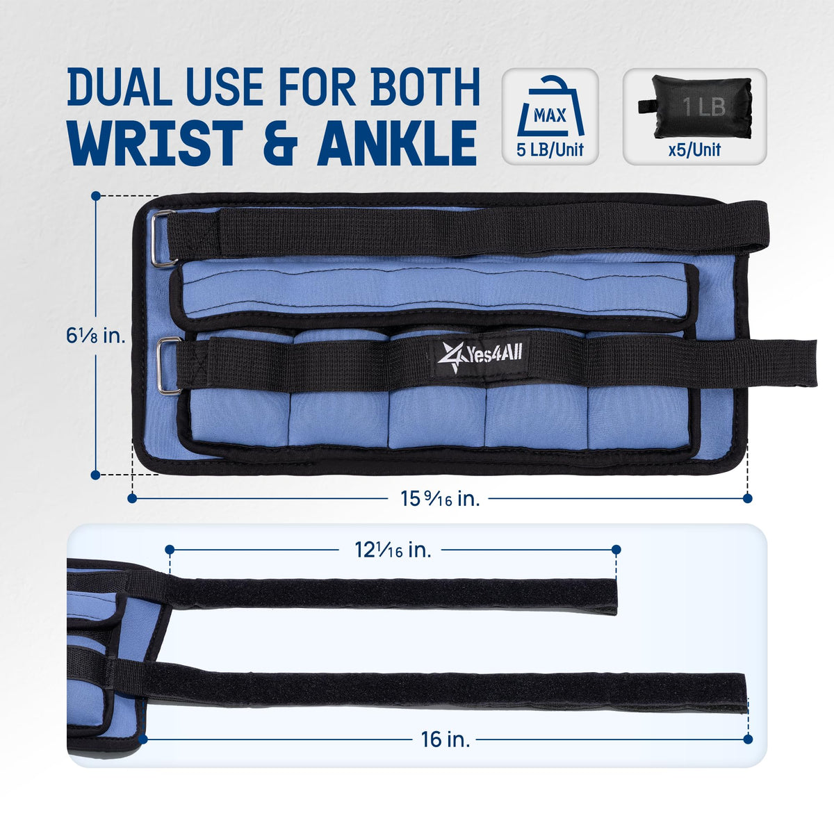 Adjustable Wrist & Ankle Weights 3.5/5 LB Pair A1360